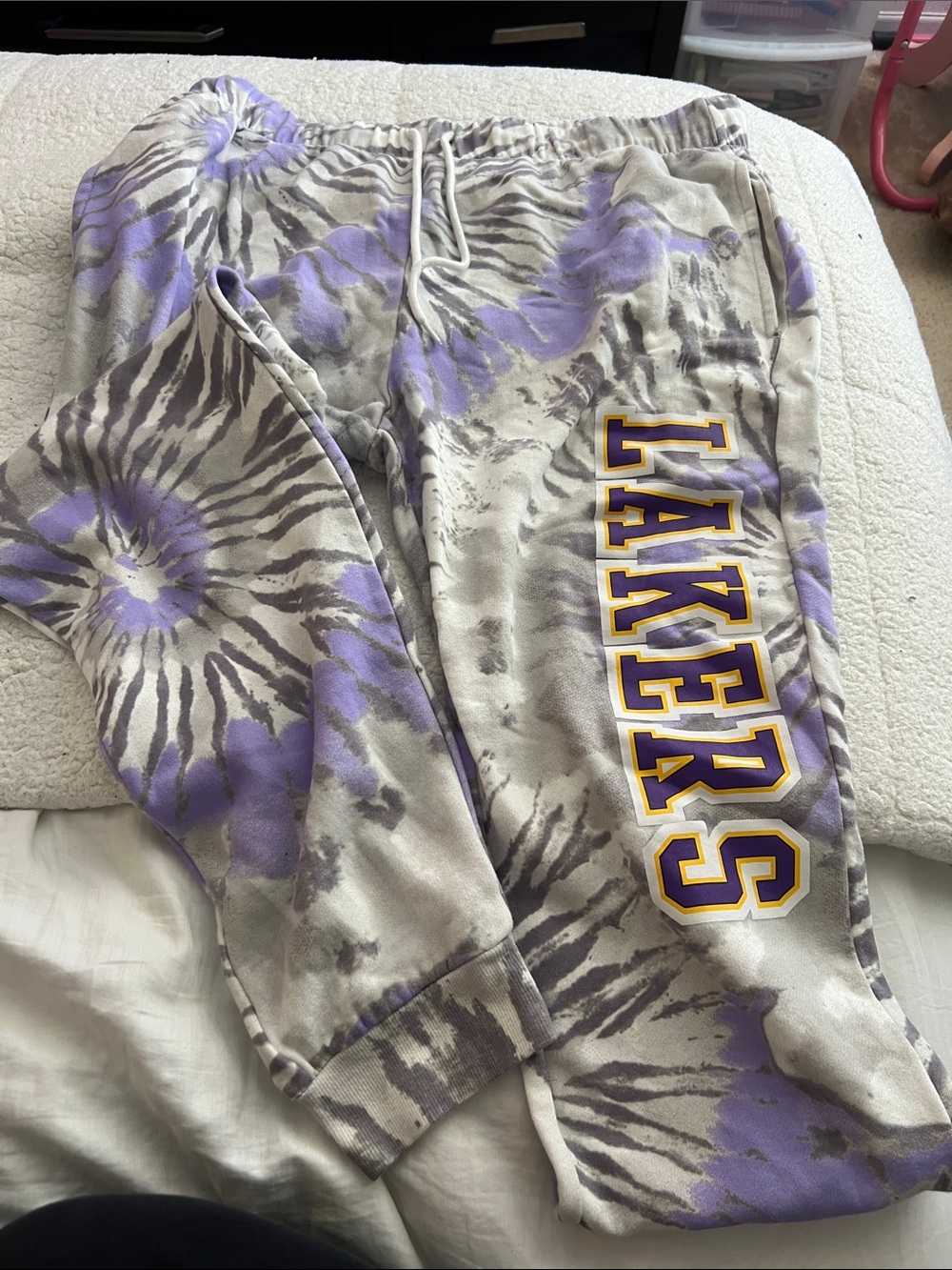 Women’s Lakers Tie-Dye Purple & Gray Sweatpants size XL